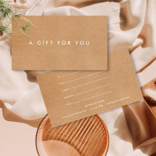Certificat cadeau minimaliste rustique