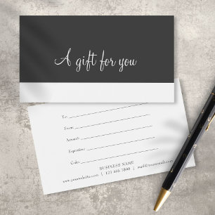 Certificat Cadeau Minimaliste Script