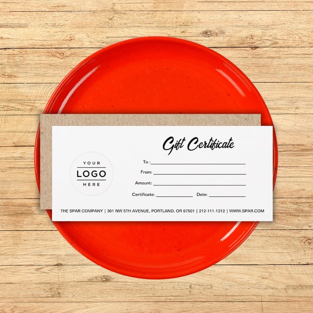 Certificat cadeau Modèle du logo d'entreprise pers (gift certificate)