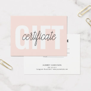 Certificat cadeau moderne minimaliste