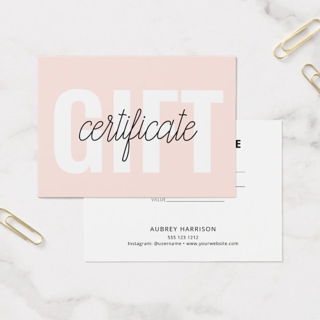 Certificat cadeau moderne minimaliste (Bureau)