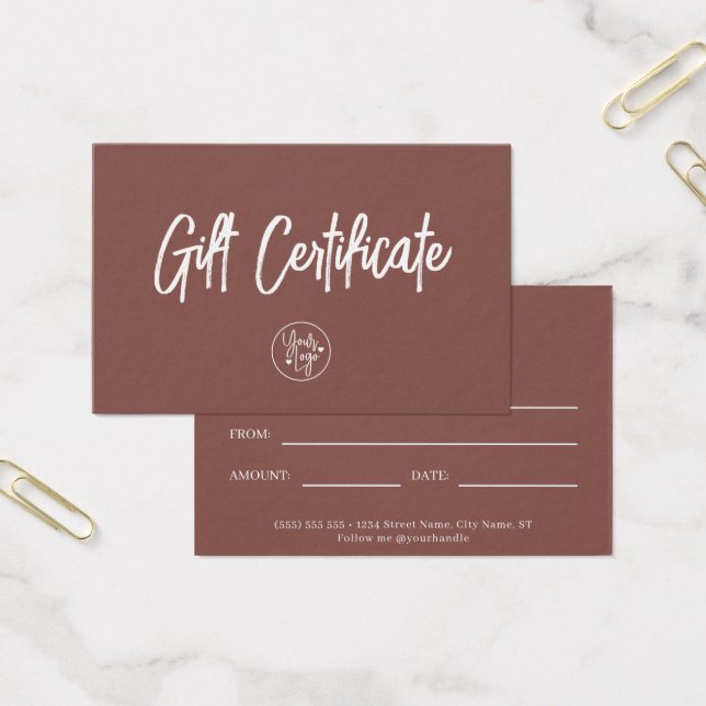 Certificat cadeau moderne rouille rouge affaires (Bureau)