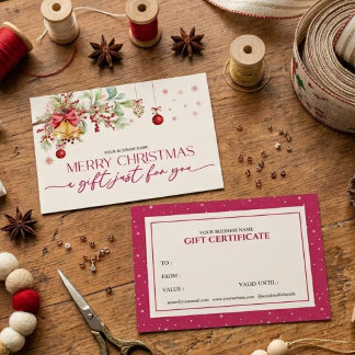 Certificat Cadeau Noël Floral Élégant 