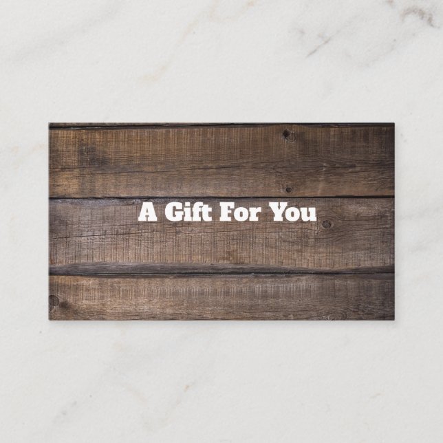 Certificat cadeau original et moderne Rustic Wood (Devant)