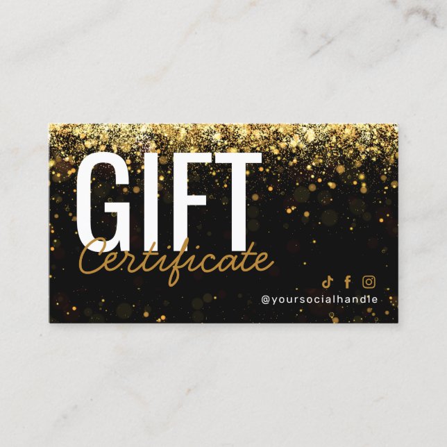 Certificat cadeau parties scintillant Gold  (Devant)