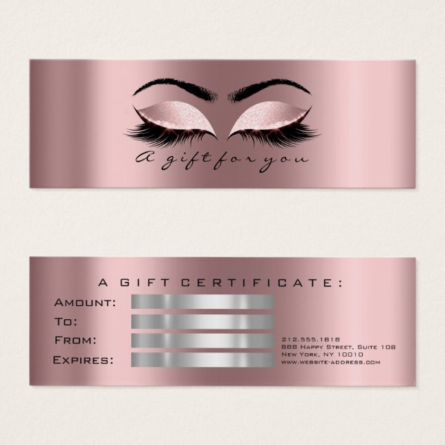 Certificat cadeau Petites cils Maquillage Gris éti (Devant & derrière)