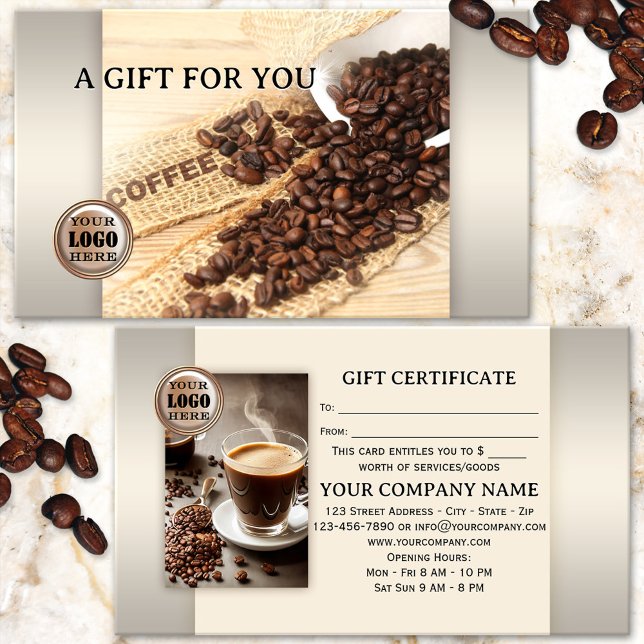 Certificat Cadeau Photo de Café Élégant (Créateur téléchargé)