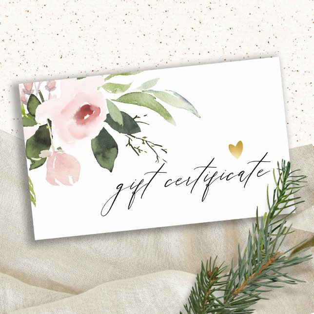 Certificat cadeau Pink Peony Flore Aquarelle (Créateur téléchargé)