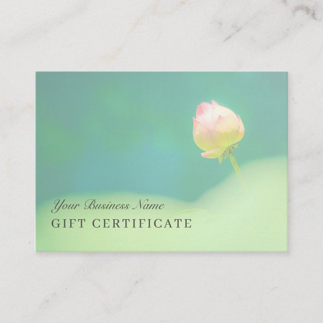 © Certificat cadeau Pinkish White Lotus Greenery (Devant)