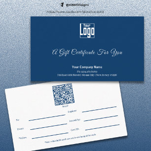 Certificat cadeau pour petites entreprises bleu mo