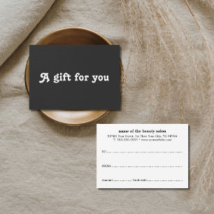 Certificat Cadeau Simple Élégant Noir Blanc