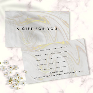 Certificat cadeau simple et élégant en marbre
