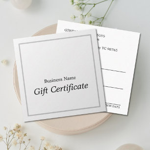 Certificat cadeau simple et élégant Faux Argent