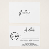 Certificat cadeau simple et moderne pour logo d'en