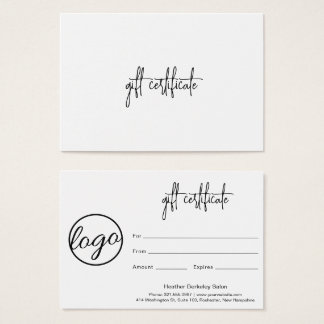 Certificat cadeau simple et moderne pour logo d'en