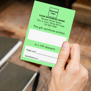 Certificat cadeau vert commercial