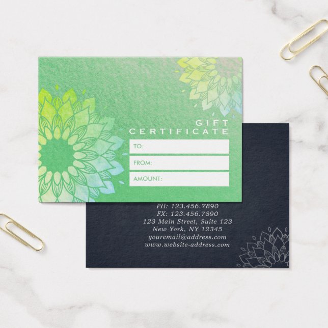 Certificat cadeau YOGA Studio Gold Mandala Fleurs (Bureau)