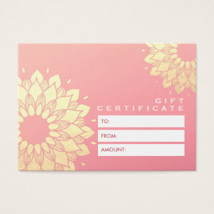 Certificat cadeau YOGA Studio Gold Mandala Fleurs