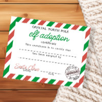 Certificat d'adoption d'elfe signé par le Père Noë