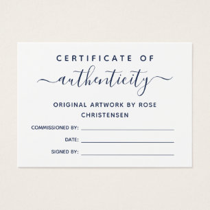 Certificat d'authenticité Chic Navy Script