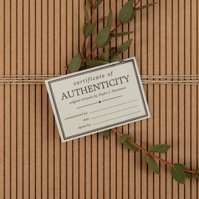 Certificat d'authenticité non blanc et Brown (Créateur téléchargé)