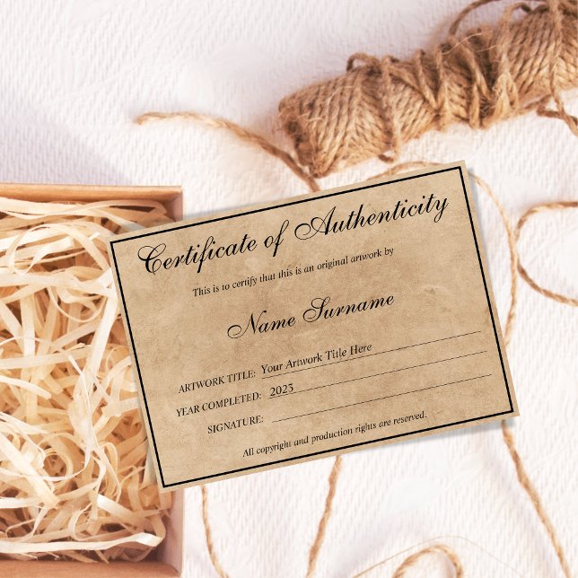 Certificat d'authenticité oeuvre par Ajouter un lo (Créateur téléchargé)