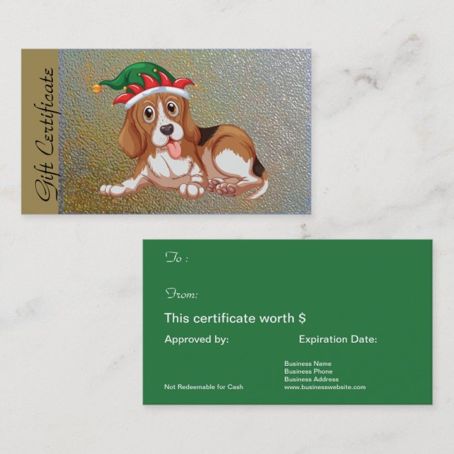 Certificat de cadeau de Noël pour des amoureux de (Devant / Derrière)