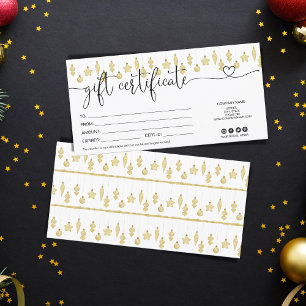 Certificat de carte cadeau de Noël Ornament Gold