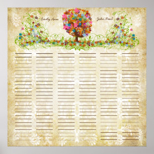 Certificat de Mariage Quaker Impression d'Arbre Fl