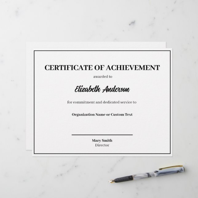 Certificat de mérite Texte Modèle Award (Devant/Arrière en situation)