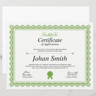 Certificat De Modèle D'Appréciation