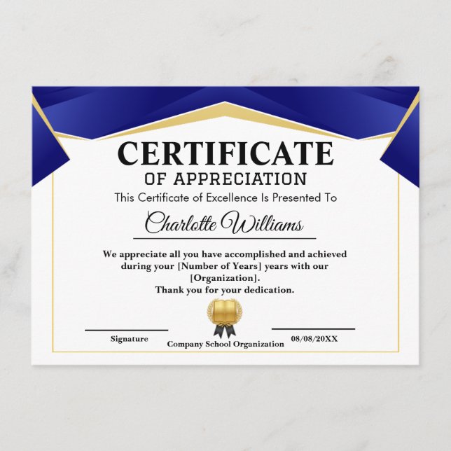  Certificat de reconnaissance Or Bleu de Réalisati (Devant)