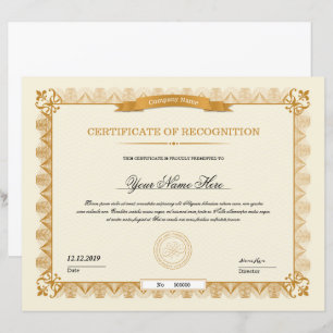 Certificat d'or de Modèle d'appréciation