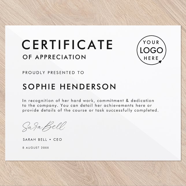 Certificat | Modèle du prix du logo d'entreprise m (Créateur téléchargé)