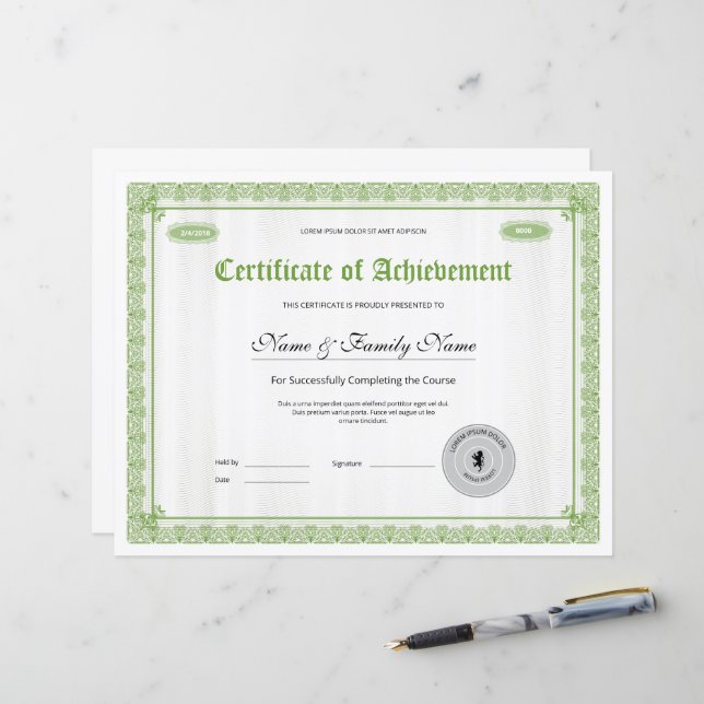 Certificat professionnel de Modèle de réussite (Devant/Arrière en situation)