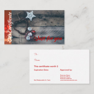 Certificat rustique de cadeau d'entreprise