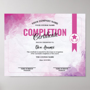 Certificate Completion Watercolor Poster