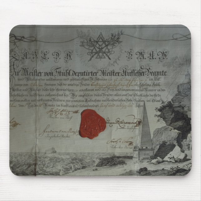 Certificate issued by the Worshipful Master Mouse Pad (Front)