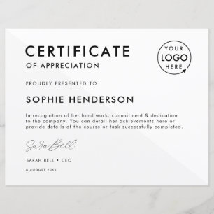 Certificate   Modern Business Logo Award Template
