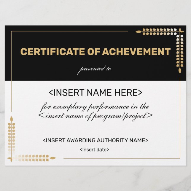 Certificate of Achievement (Front)