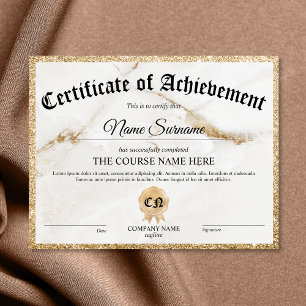 Certificate of Achievement Award Course 