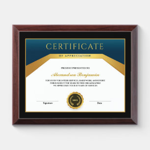 Certificate Of Achievement Excellence Professional Award Plaque