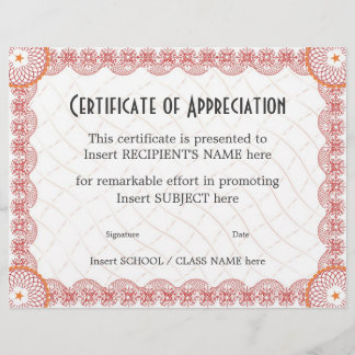 CERTIFICATE OF APPRECIATION