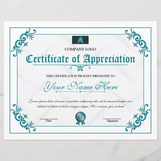 Certificate Of Appreciation (Front)