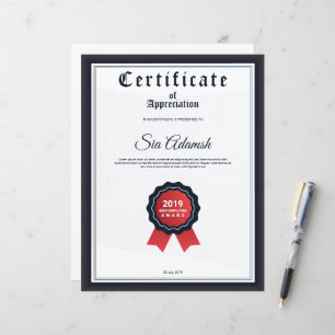 Certificate Of Appreciation
