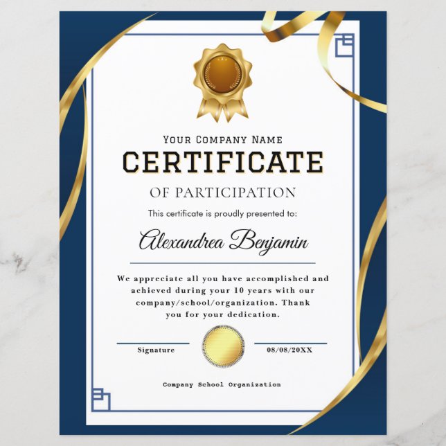 Certificate of Appreciation (Front)