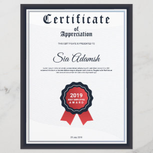 Certificate Of Appreciation
