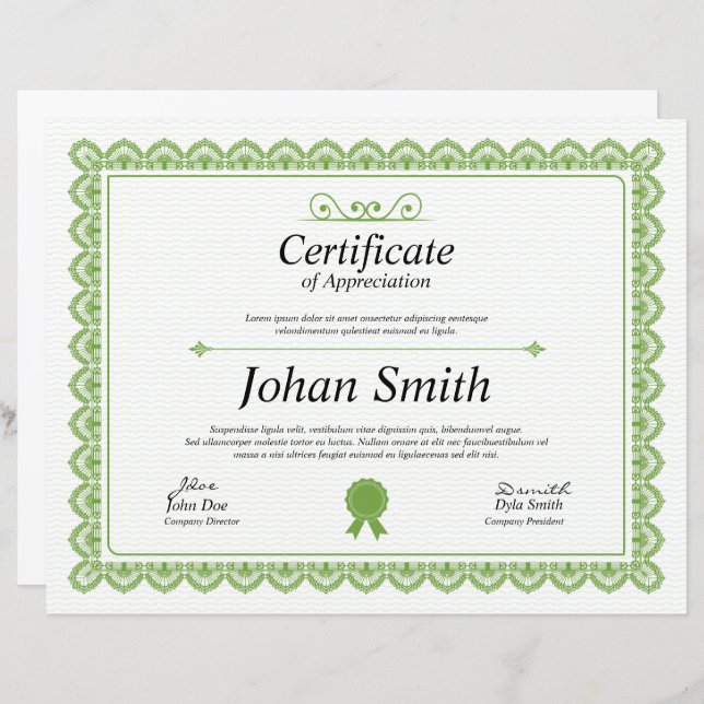 Certificate Of Appreciation Template (Front/Back)