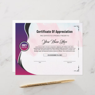 Certificate of appreciation template