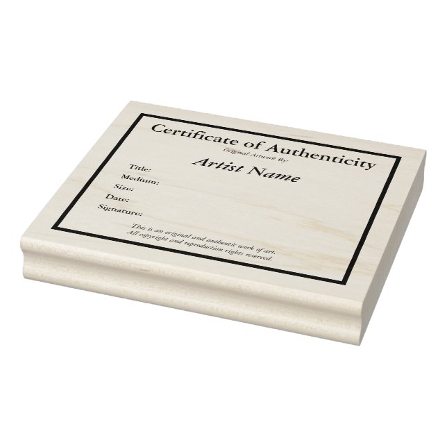 Certificate of Authenticity Art Template Rubber Stamp (Stamp)